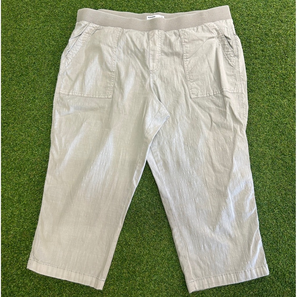 Sonoma Goods For Life Womens XL Gray Elastic Waist Cropped Utility Pants